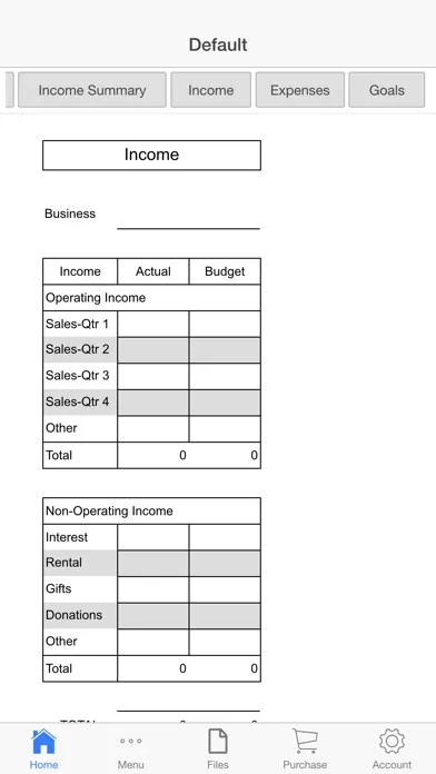 Capturas de tela do Business Budget Pro