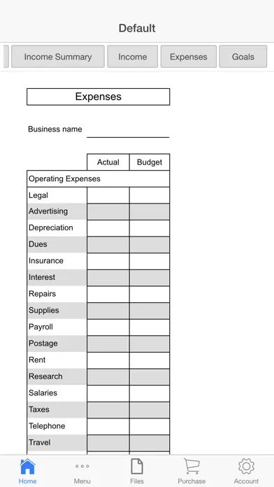 Capturas de tela do Business Budget Pro