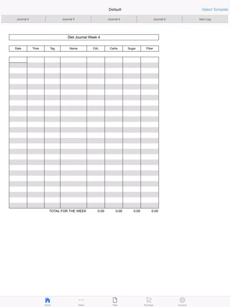 Capturas de tela do Food Log Book iPad 
