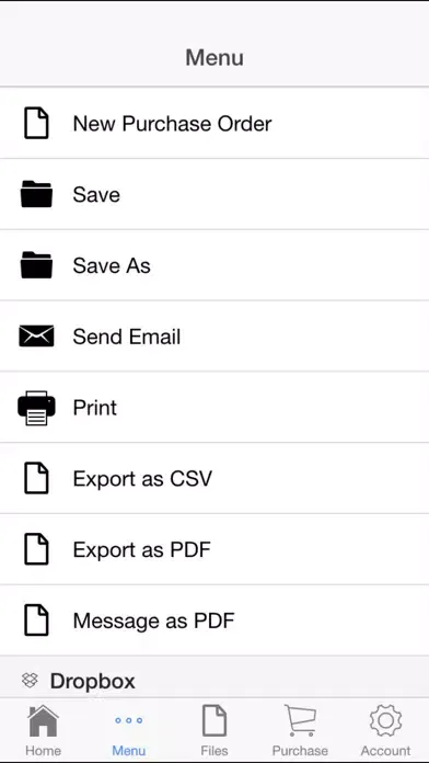 Ảnh chụp màn hình của Purchase Order