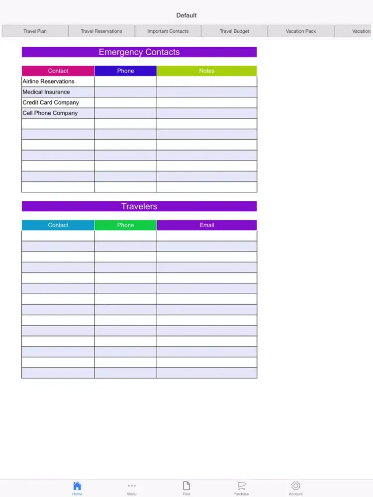 Vacation Planner iPad 应用截图