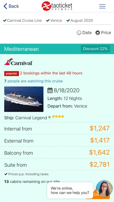 Capturas de pantalla de Ticketcarnival - Cruises
