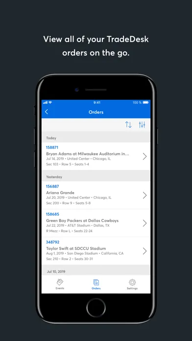 Zrzuty ekranu TradeDesk by Ticketmaster