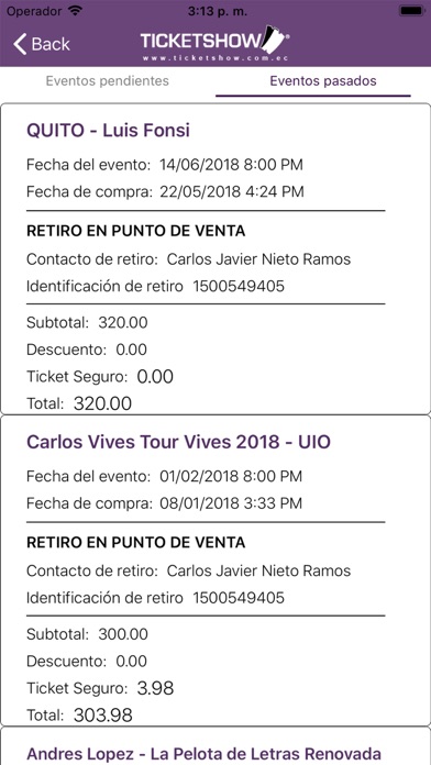 Zrzuty ekranu Ticketshow