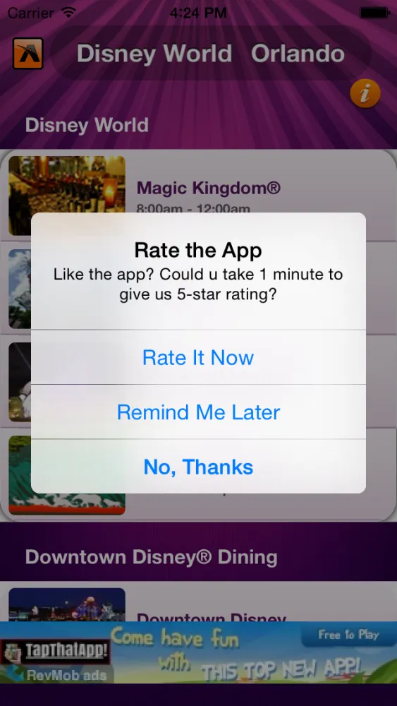 Captures d'écran de Wait Time For Disney Orlando by apptasmic.com