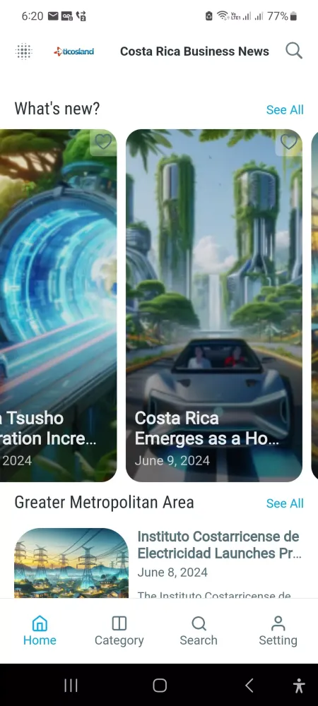 Capturas de tela do Costa Rica Business News
