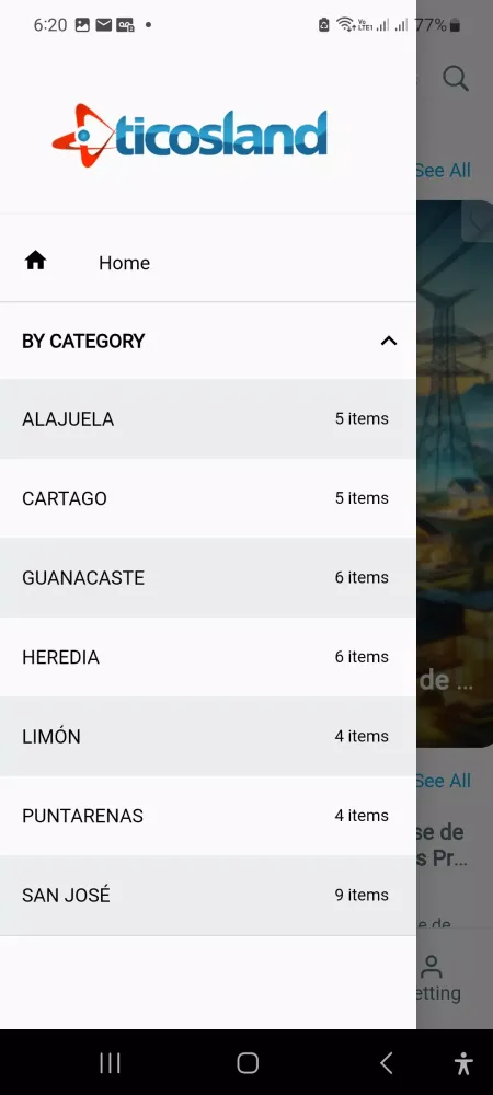 Capturas de tela do Costa Rica Business News