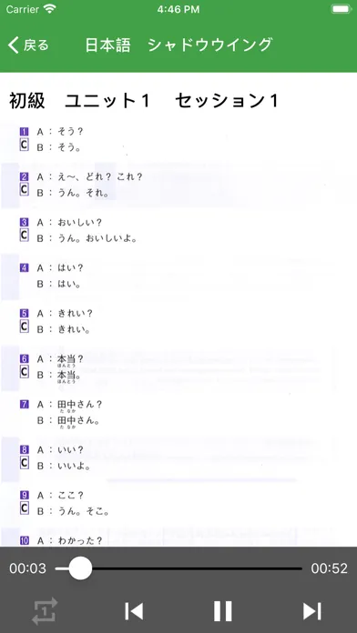 ภาพหน้าจอของ Shadowing Japanese