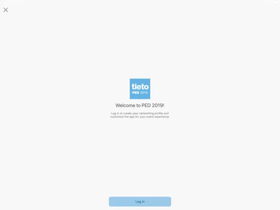 Ảnh chụp màn hình của Tieto  PED 2019 Event iPad 
