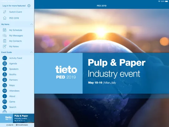 Ảnh chụp màn hình của Tieto  PED 2019 Event iPad 