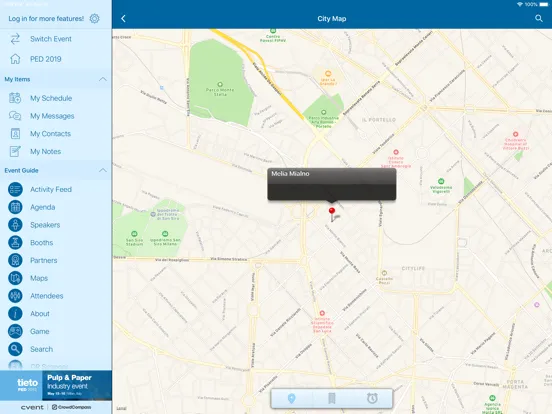 Ảnh chụp màn hình của Tieto  PED 2019 Event iPad 