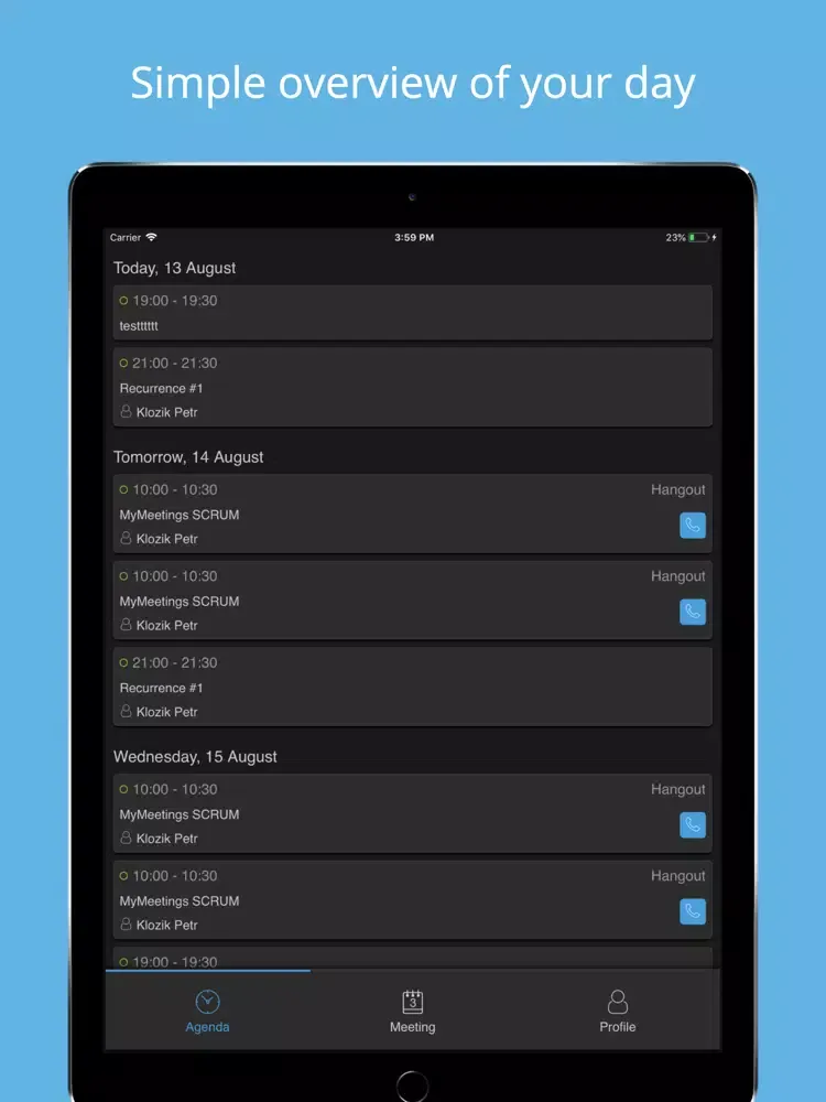 Screenshot di Tieto My Meetings iPad 