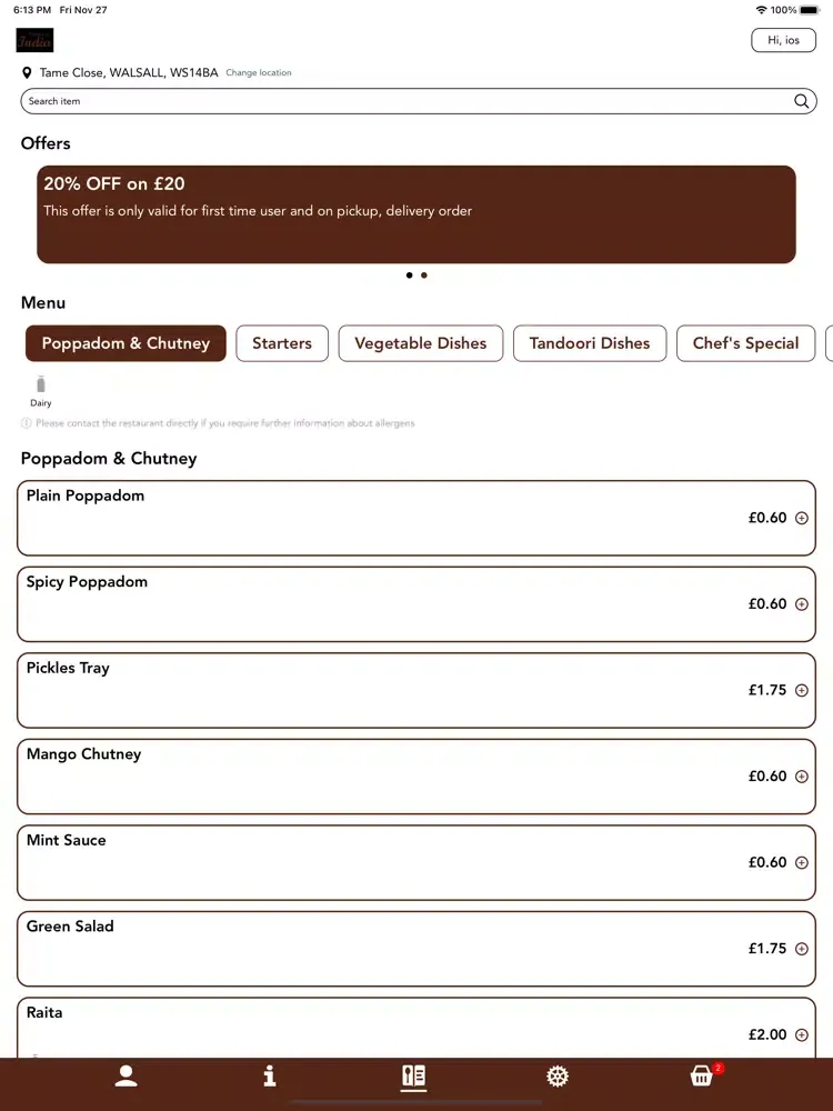 Flavors of India Leicester iPad  Screenshots