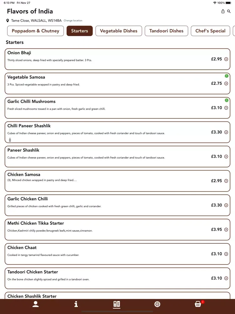 Flavors of India Leicester iPad  Screenshots