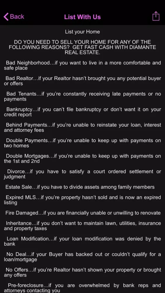 Captures d'écran de Diamante Realty