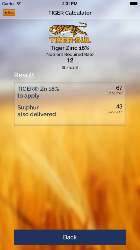 Capturas de pantalla de TigerSul Crop Nutrient Calculator