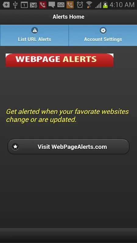 WebPage Alerts Screenshots