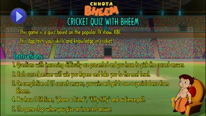 Ảnh chụp màn hình của Cricket Quiz with Bheem