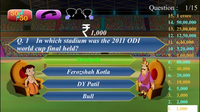 Ảnh chụp màn hình của Cricket Quiz with Bheem