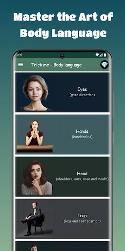 Capturas de tela do Trick me - Body language book