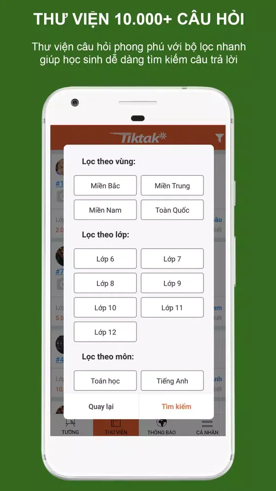 Screenshot di TIKTAK - Hệ thống HỎI-ĐÁP