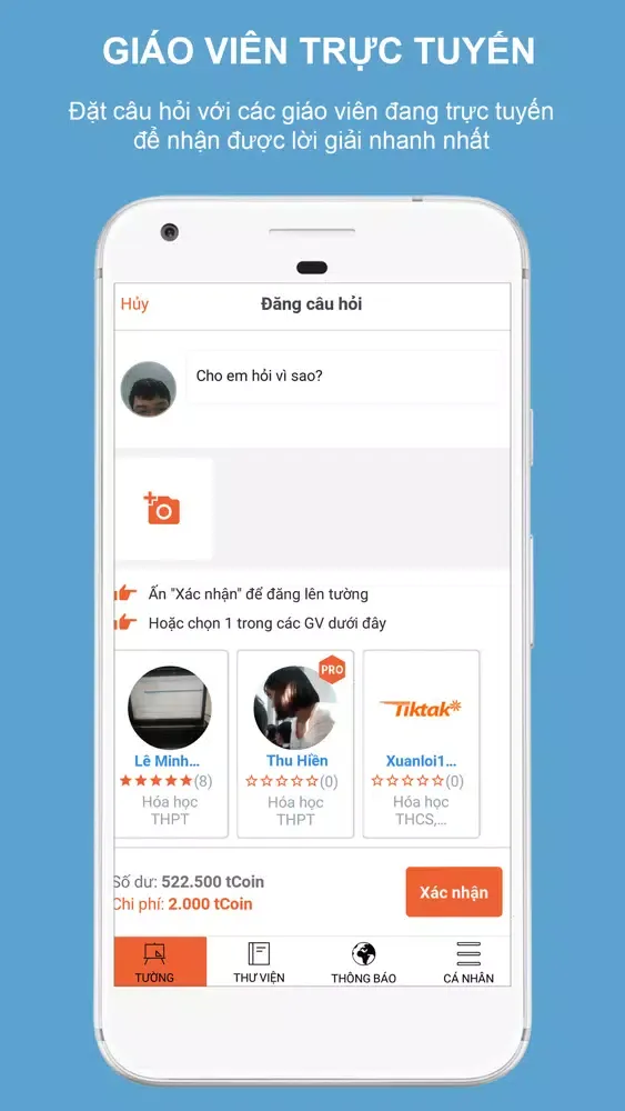 Screenshot di TIKTAK - Hệ thống HỎI-ĐÁP