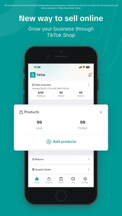Capturas de pantalla de TikTok Shop Seller Center