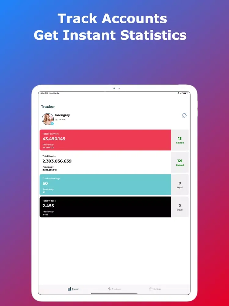 تصاویر TikTracker+ Reports for TikTok iPad 