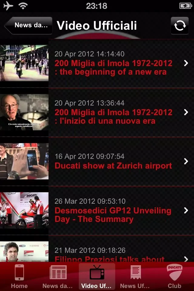 Ducati Fan App Screenshots