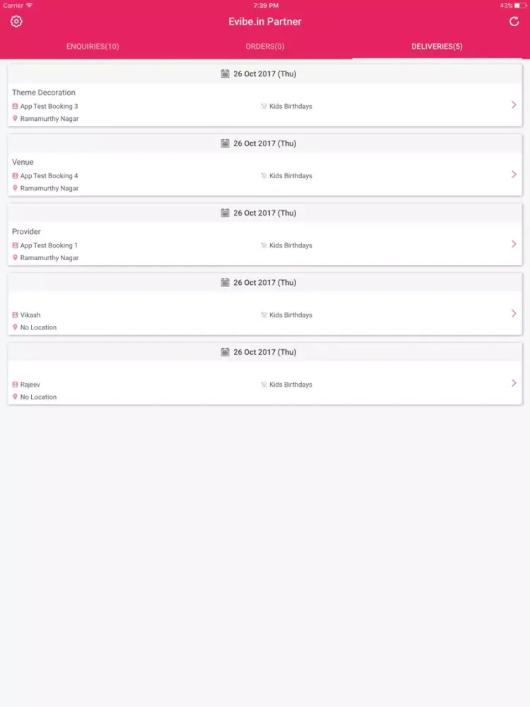 Zrzuty ekranu Evibe.in Partner iPad 