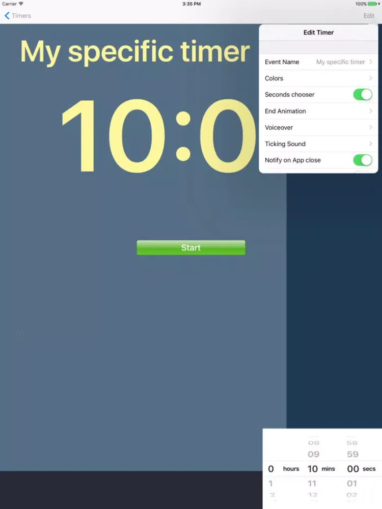 ภาพหน้าจอของ Timer by timeanddate.com iPad 