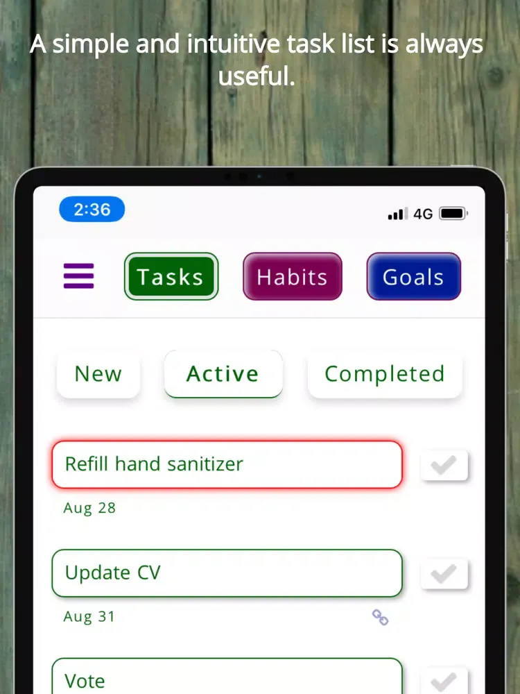 Tasks, Habits, and Goals. iPad 應用截圖