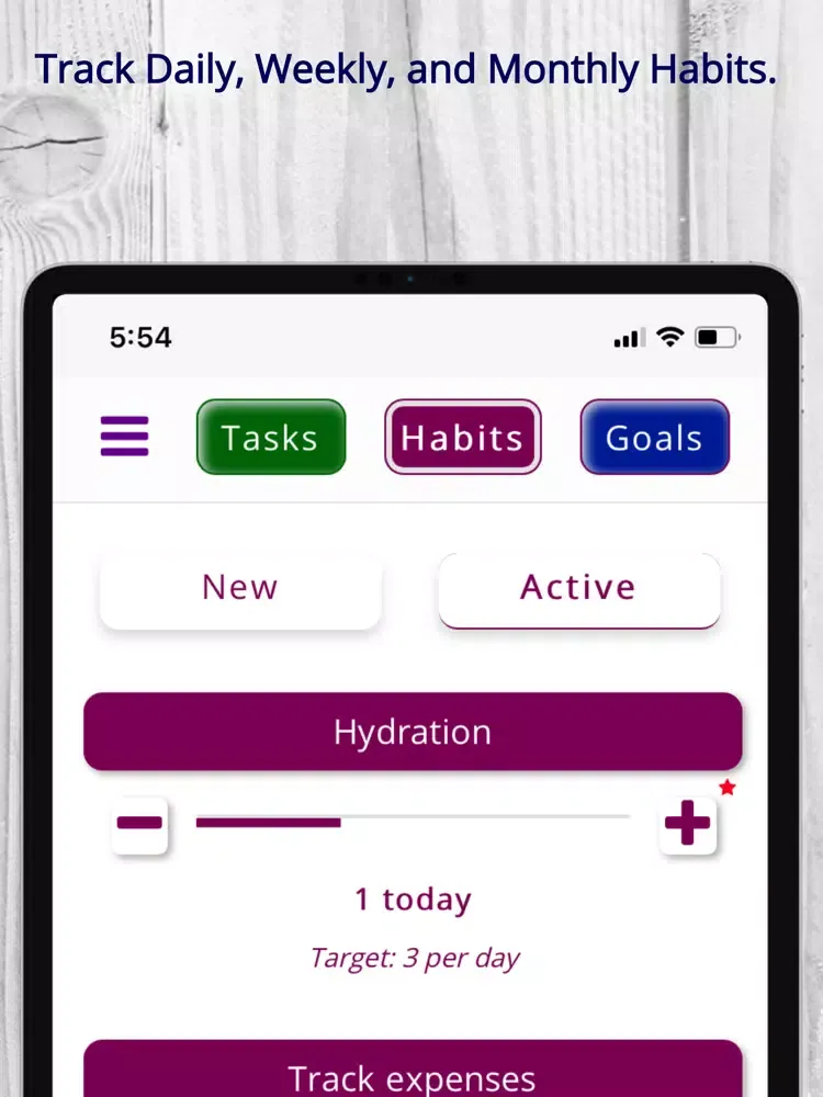 Tasks, Habits, and Goals. iPad 應用截圖