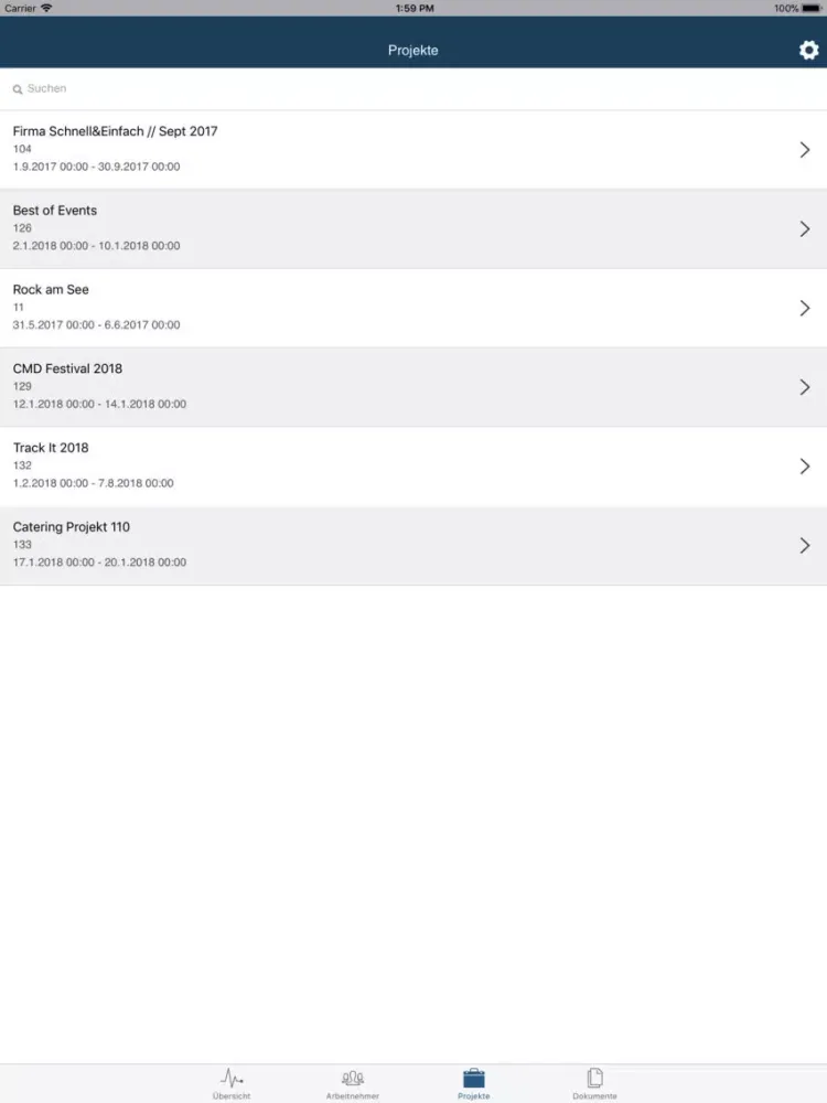 Capturas de tela do Timecount Trackit iPad 