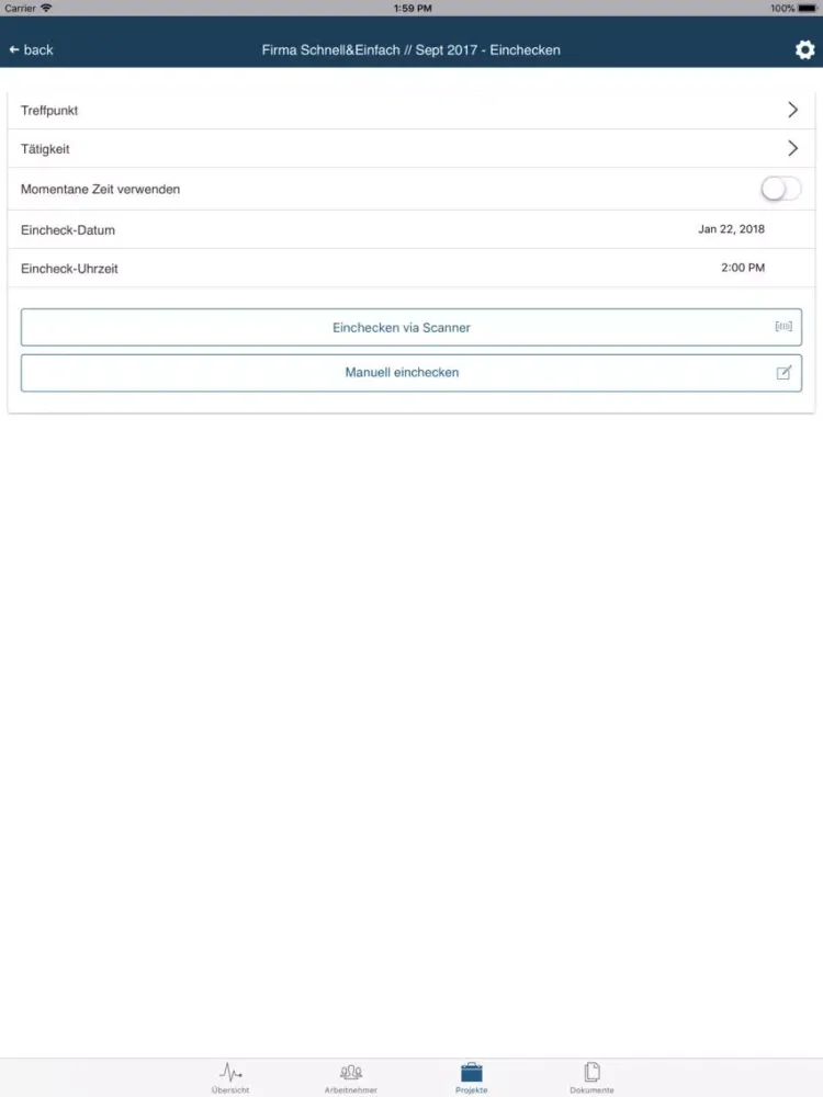 Capturas de tela do Timecount Trackit iPad 