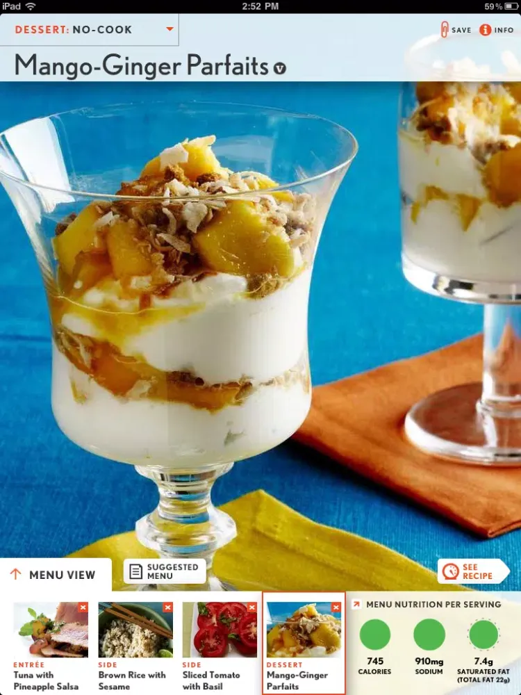 Ảnh chụp màn hình của Cooking Light Recipes: Quick and Healthy Menu Maker iPad 