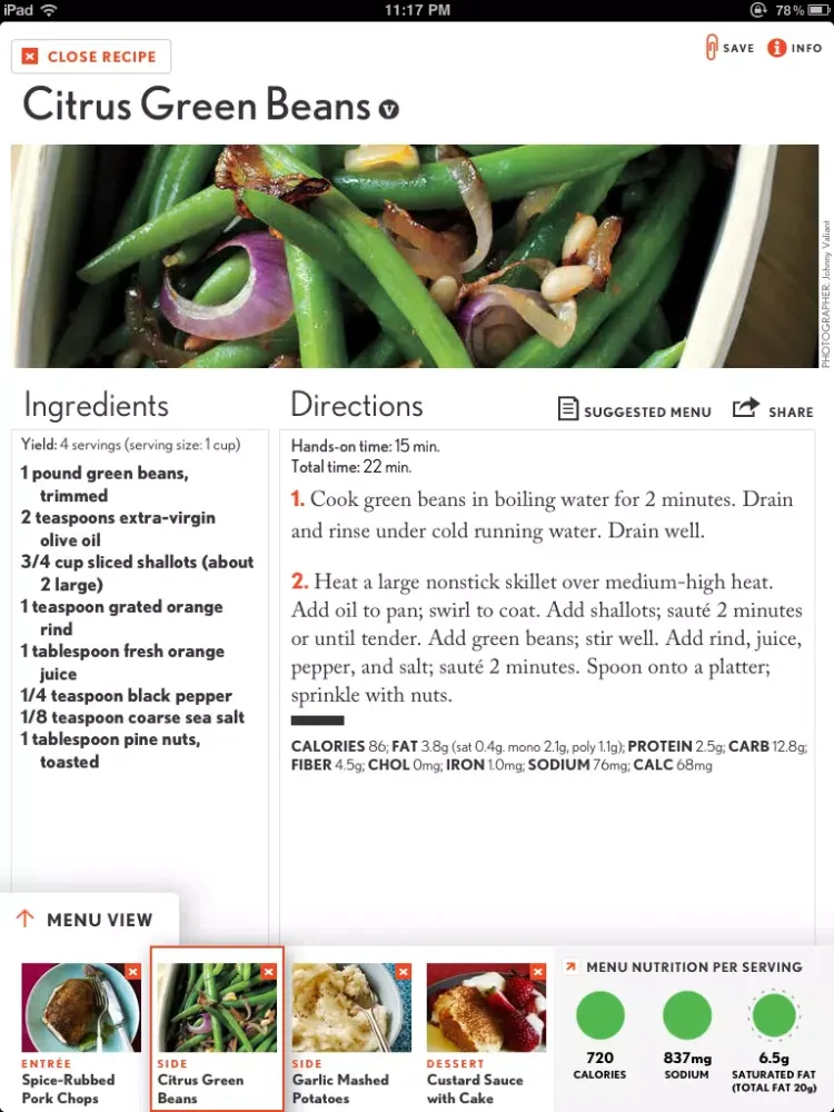 Ảnh chụp màn hình của Cooking Light Recipes: Quick and Healthy Menu Maker iPad 