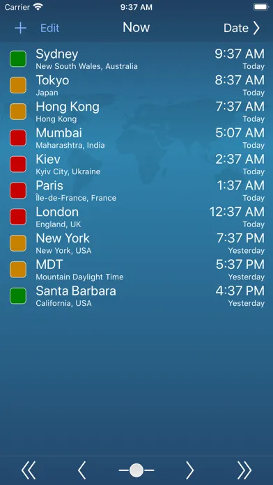 Capturas de tela do TimeScroller - timezone helper