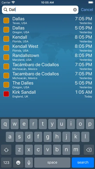 Capturas de tela do TimeScroller - timezone helper