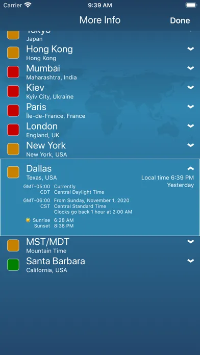 Capturas de tela do TimeScroller - timezone helper