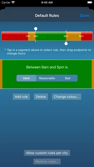 Capturas de tela do TimeScroller - timezone helper