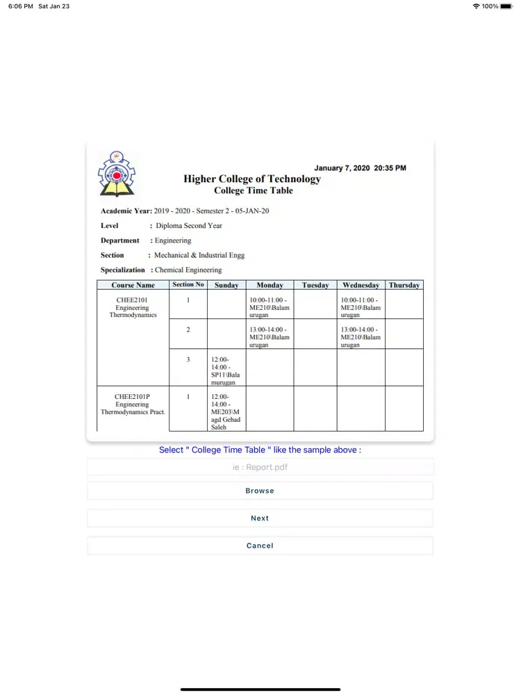 UTAS(HCT) TimeTable Generator iPad 應用截圖