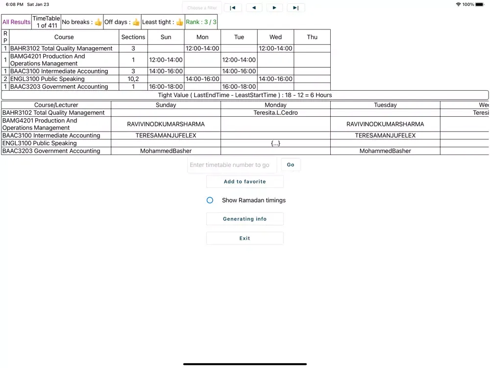 UTAS(HCT) TimeTable Generator iPad 應用截圖