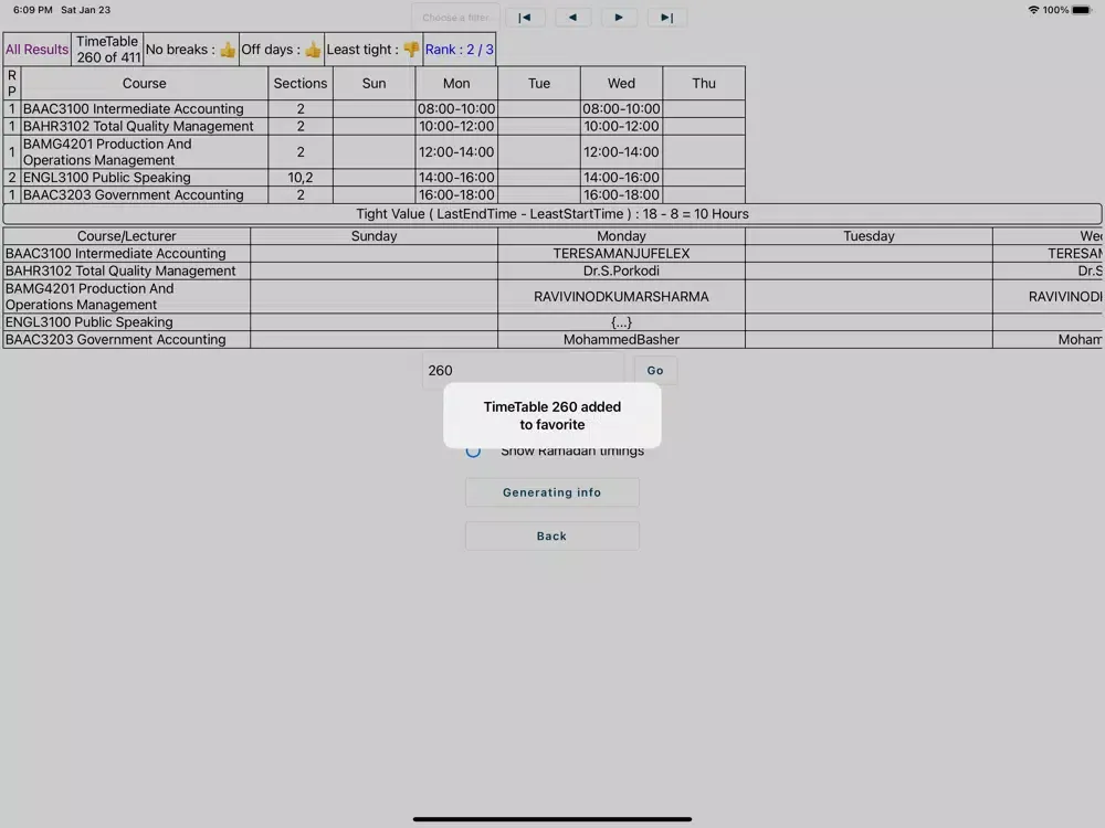 UTAS(HCT) TimeTable Generator iPad 應用截圖