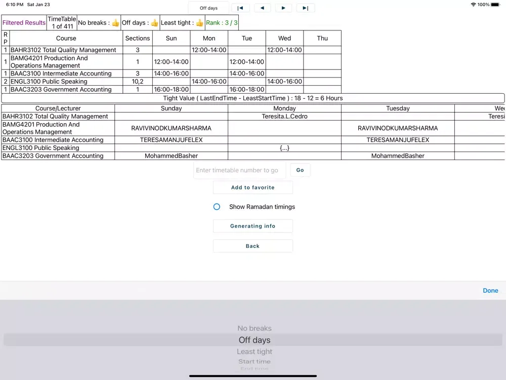 UTAS(HCT) TimeTable Generator iPad 應用截圖