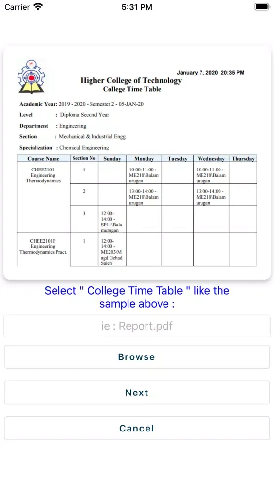 UTAS(HCT) TimeTable Generator應用截圖