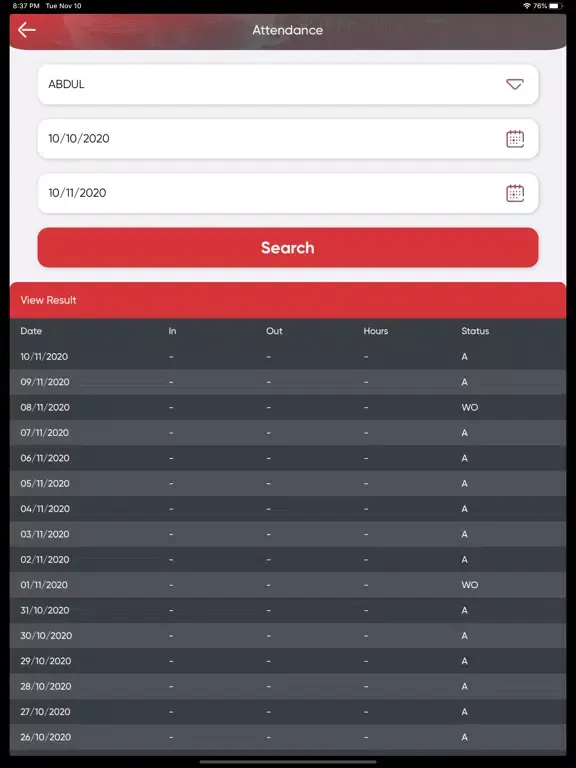 Tangkapan layar Timewatch eTime iPad 