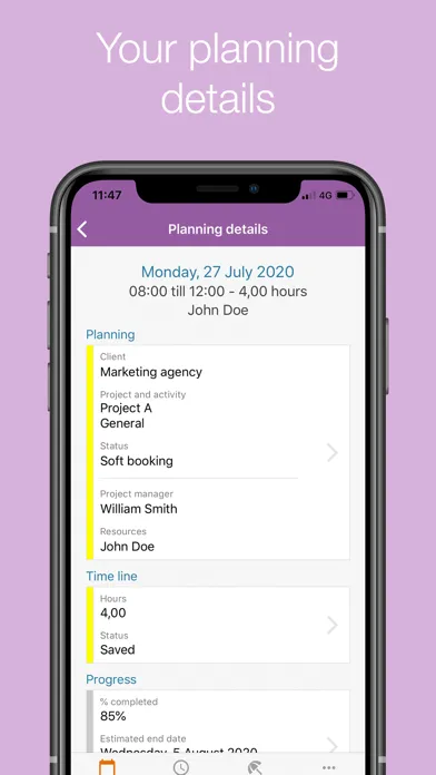 Capturas de tela do Timewax Planning & Time sheet