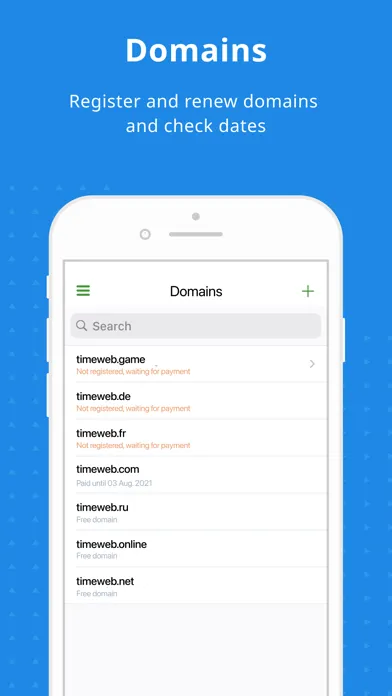 Captures d'écran de Timeweb Web Hosting
