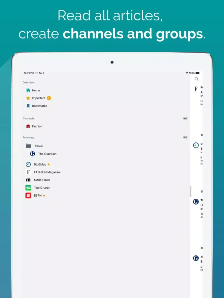 Jipsen - RSS Reader iPad  스크린샷